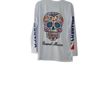 LA Iguana Beach Wear Mens Graphic T-Shirt  Cozumel Mexico Sugar Skull Graphic L